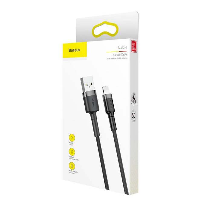 Baseus Cafule nabíjací/dátový kábel USB na Lightning 2,4A 0,5 m, sivo-čierny