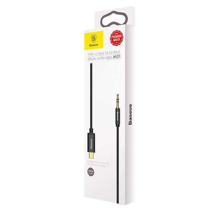 Audio kábel Baseus série Yiven USB-C / 3,5 mm Jack 1,2 m, čierny