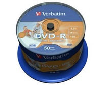 VERBATIM DVD-R (50-Pack) Cake/Print/16x/4.7GB/NoID