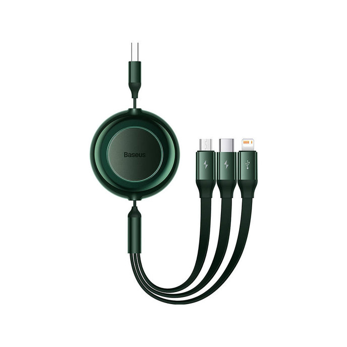 Baseus Bright Mirror2 nabíjací kábel 3v1 USB/USB-C/Lihtning 1,1m zelený