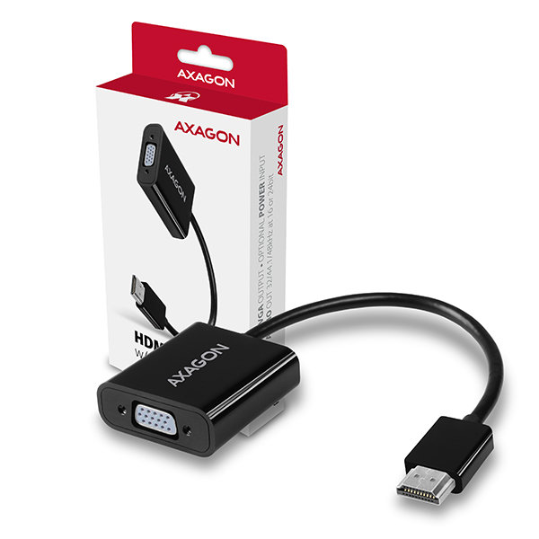 AXAGON RVH-VGAN, redukcia/adaptér HDMI -> VGA, FullHD, audio výstup, napájanie micro USB konektor