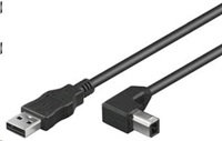 Kábel USB PREMIUMCORD 2.0 Konektor A-B 1m - ohnutý konektor B 90°