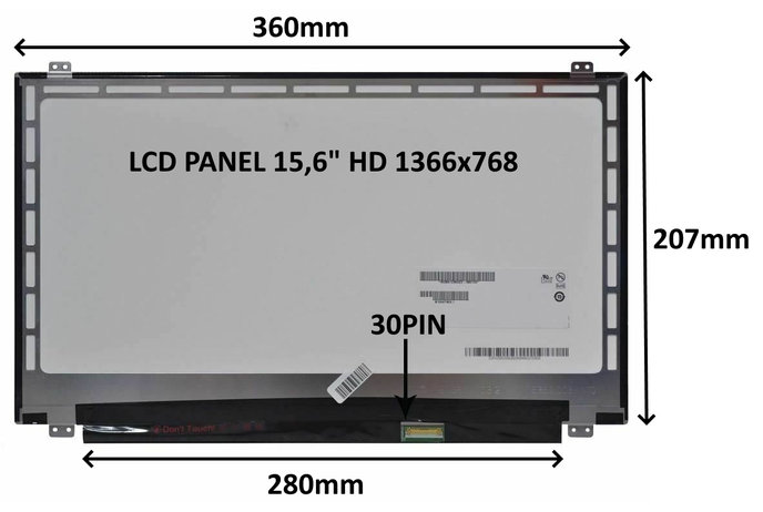 SIL LCD PANEL 15,6" HD 1366x768 30PIN LESKLÝ / ÚCHYTY NAHOŘE A DOLE