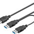 PremiumCord USB 3.0 napájací Y kábel A/Male + A/Male -- A/Female DUAL (prídavné napájanie)