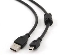 Kábel USB GEMBIRD 2.0 A-Mini B (5pin) kábel, HQ s feritovým jadrom, 1,8 m, čierny