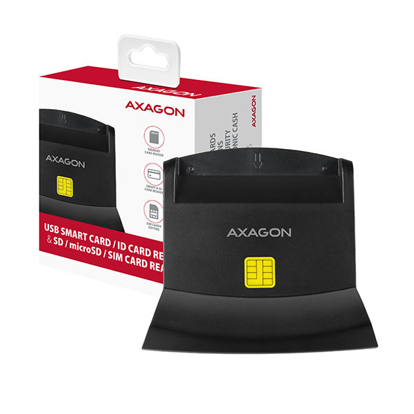 AXAGON CRE-SM2, USB-A StandReader 4-slot čítačka Smart card (eObčanka) + SD/microSD/SIM, kábel 1.3 m