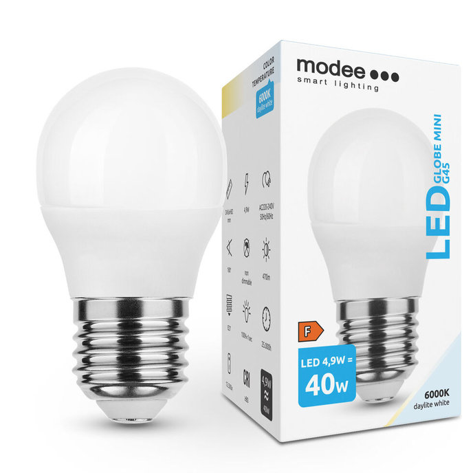 MODEE LIGHTNING Modee Lighting LED žiarovka E27 4,9W 6000K MINI G45 (40W)