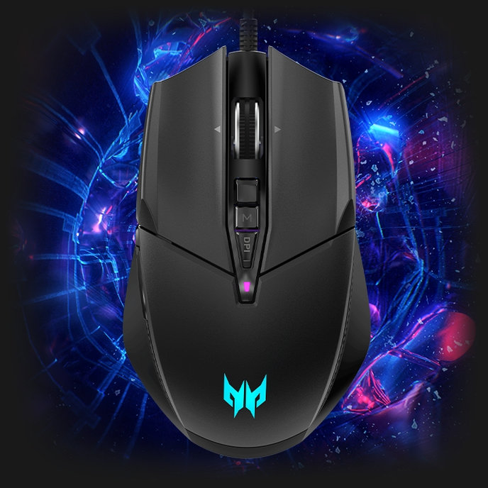 Optická myš ACER GAMING MOUSE - max. 19000 dpi, 10 programovateľných tlačidiel, 4 farby podsvietenia, 20 mil. kliknite na