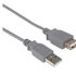 Kábel USB PREMIUMCORD 2.0 A-A 5 m, predĺženie (M/F) sivá