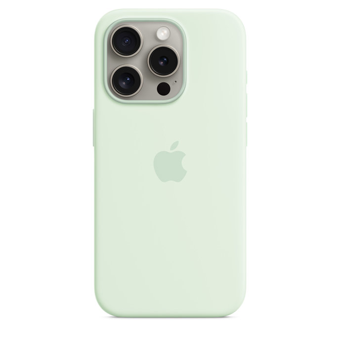 APPLE iPhone 15 Pre Silicone Case with MS - Soft Mint