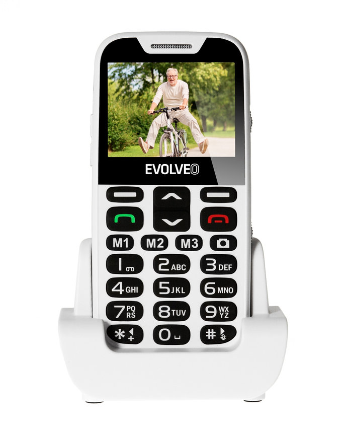 EVOLVEO EasyPhone XD, mobilný telefón pre seniorov s nabíjacím stojanom (biely)