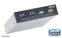 AKASA HUB USB InterConnect S, pozícia do 3,5", 2x USB 2.0, 2x USB 3.0, interné
