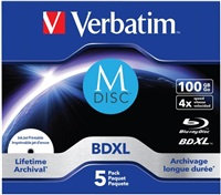 VERBATIM MDisc BDXL (5-pack)Jewel/4x/100GB