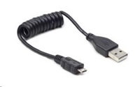 GEMBIRD Kabel USB A Male/Micro B Male, 0.6m,kroucený,černý