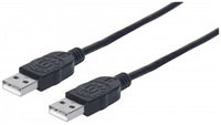 MANHATTAN USB kábel 2.0, typ A samec na typ A samec, 1,8 m, čierna