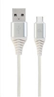 GEMBIRD CABLEXPERT USB 2.0 Kábel AM na typ C (AM/CM), 2 m, opletený, bielo-strieborný, blister, PREMIUM KVALITA