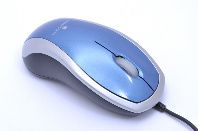 Optická myš Primecooler/Kancelárska/Optická/800 DPI/Drôtová USB/Svetlo modrá