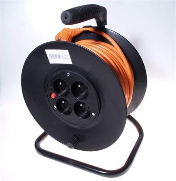 PREMIUMCORD Predlžovací kábel 230V bubon 50m, 4 zásuvky, čierny