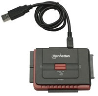 Adaptér MANHATTAN USB na SATA/IDE (3-v-1 s jednodotykovým zálohovaním)