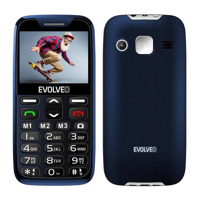 EVOLVEO EasyPhone XR, mobilný telefón pre seniorov s nabíjacím stojanom, modrá
