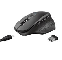 Bluetooth optická myš TRUST OZAA/Ergonomická/Optická/Pre pravákov/2 400 DPI/Bezdrôtová USB/Čierna