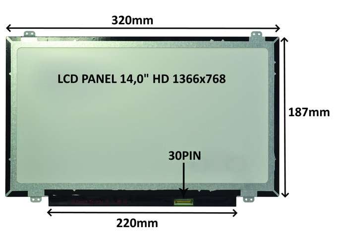 SIL LCD PANEL 14,0" HD 1366x768 30PIN MATNÝ / ÚCHYTY NAHOŘE A DOLE
