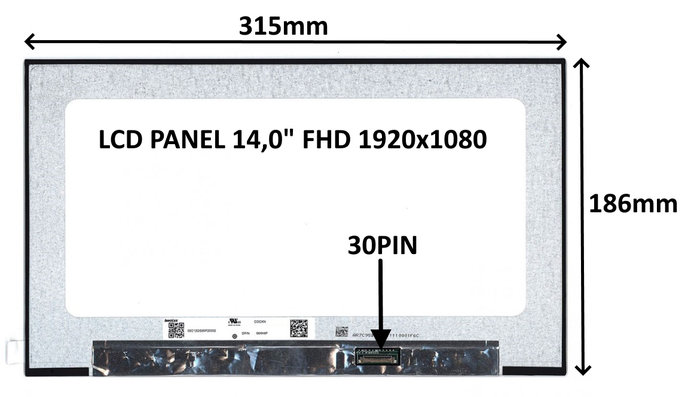 SIL LCD PANEL 14,0" FHD 1920x1080 30PIN MATNÝ IPS / BEZ ÚCHYTŮ