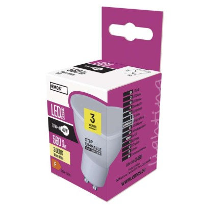 EMOS LIGHTING LED žiarovka Classic MR16 / GU10 / 6,1 W (45 W) / 560 lm / teplá biela / stmievateľná