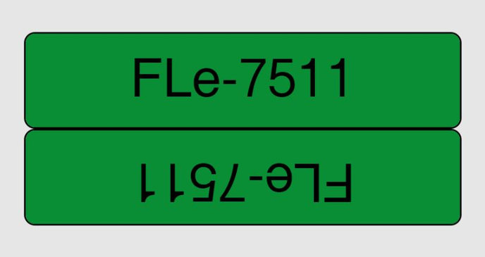 BROTHER FLe-7511, predrezané štítky - čierna na zelenej, šírka 21 mm