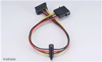 AKASA kábel SATA redukcia napájania zo 4pin Molex konektora na 2x SATA, 30cm