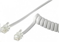 Kábel telefónneho slúchadla PremiumCord, krútený, 4 žily, 4 m - biely