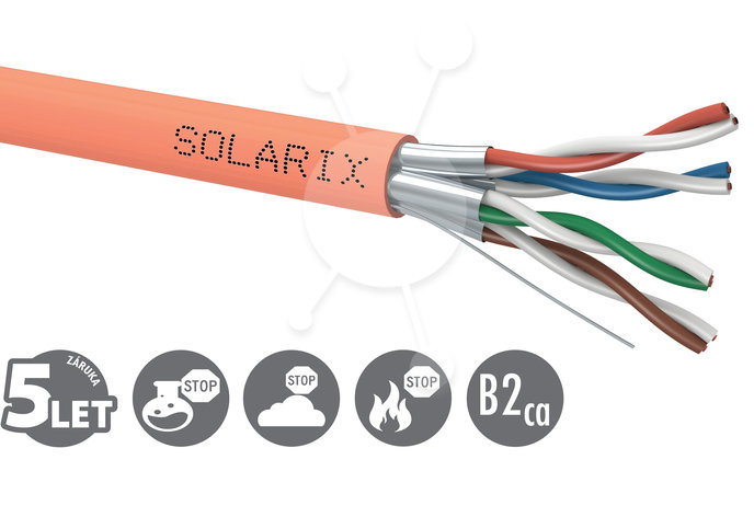 Instalacní kabel Solarix CAT6A STP LSOH B2ca-s1,d1,a1 500m/cívka SXKD-6A-STP-LSOH-B2ca