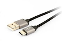 GEMBIRD Opletaný USB-C - USB 2.0,  M/M, 1,8 m, černý