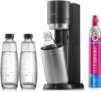SodaStream Duo Titan Promo-Pack výrobník sody, 2 skleněné láhve, 1 plastová láhev, bombička s CO2, černý