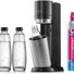 SodaStream Duo Titan Promo-Pack výrobník sody, 2 skleněné láhve, 1 plastová láhev, bombička s CO2, černý