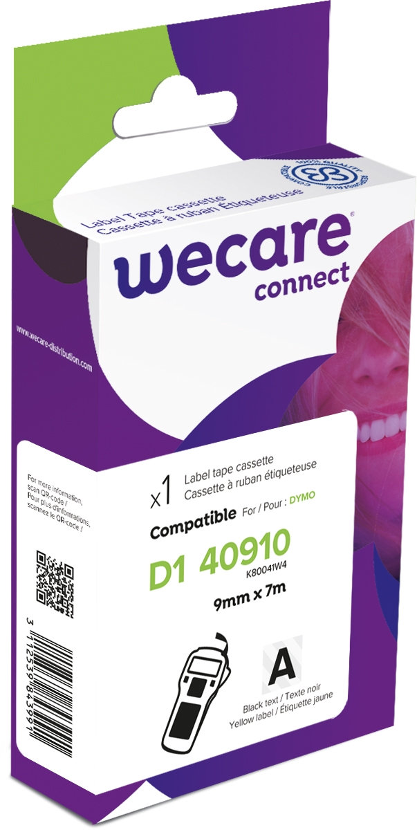 WECARE ARMOR páska kompatibilní s DYMO S0720670,Black/Transparent,9MM*7M
