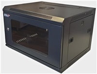 LEXI-Net 19" nástěnný rozvaděč 6U 600x450, nosnost 60 kg, skleněné dveře, rozložený, černý