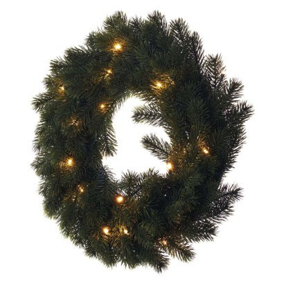 EMOS LED vianočný veniec, 40 cm, 2x AA, vnútorný, teplá biela, časovač