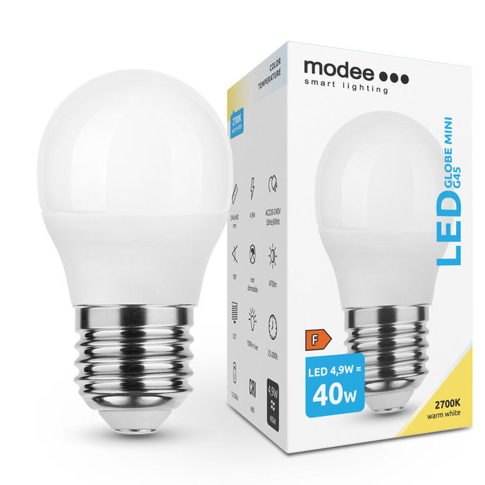 MODEE LIGHTNING Modee Lighting LED žiarovka E27 4,9W 2700K MINI G45 (40W)