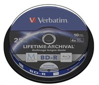 VERBATIM Blu-ray BD-R M-Disc 25GB 4x Printable, 10-cake