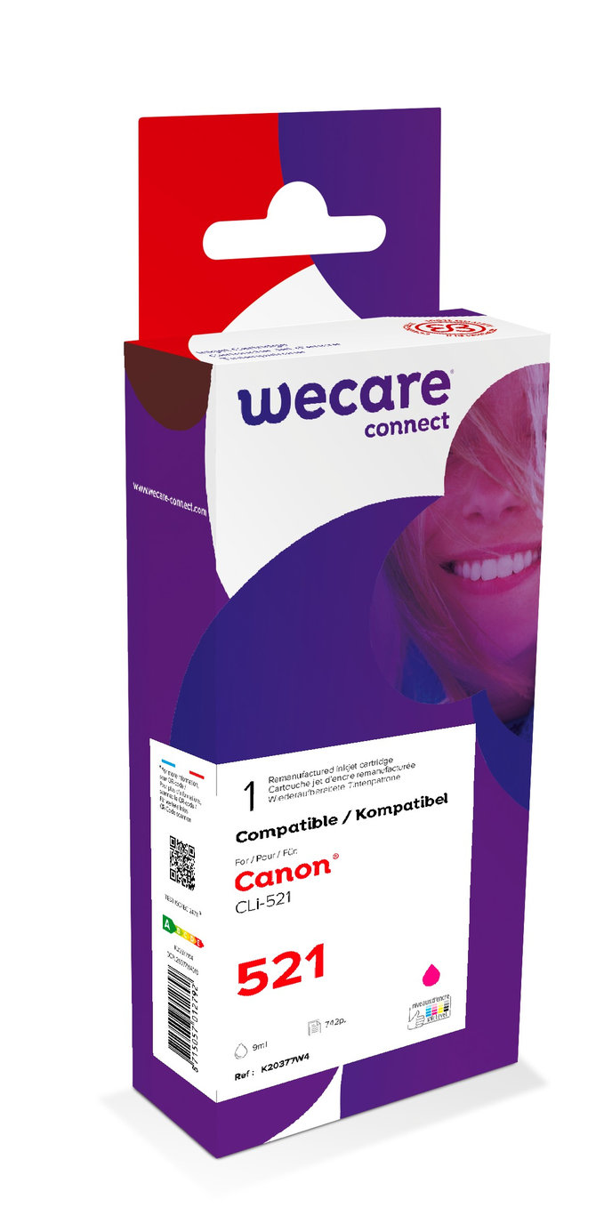 WECARE ARMOR ink kompatibilný s CANON CLi-521M, červená/magenta