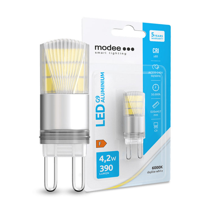 MODEE LIGHTNING Modee Lighting LED žiarovka G9 hliník 4,2W 6000K 390lm