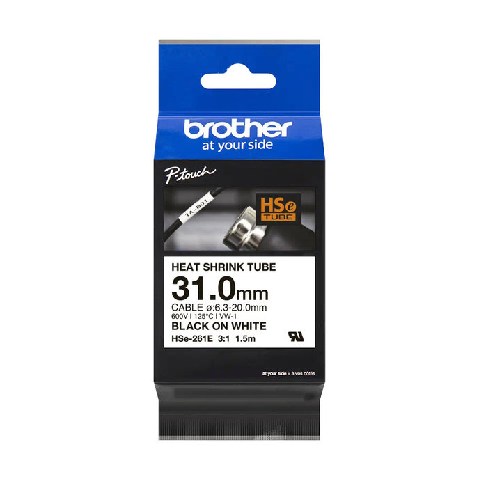 BROTHER HSE-261E - černý tisk na bílé, šířka 31,0 mm