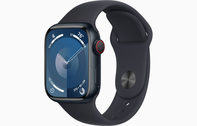 Apple Watch S9 Cell/45mm/Midnight/Sport Band/Midnight/-M/L