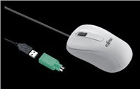 Optická myš FUJITSU myš M530 USB - 1200dpi Laser Mouse Combo - redukce USB PS2, 3 button Wheel Mouse with Tilt-Wheel-Function - BÍLÁ