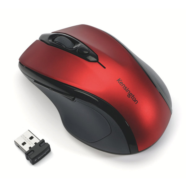 Bluetooth optická myš Kensington Pro Fit/Ergonomická/Optická/Pre pravákov/1 600 DPI/Bezdrôtová USB/Čierna-červená