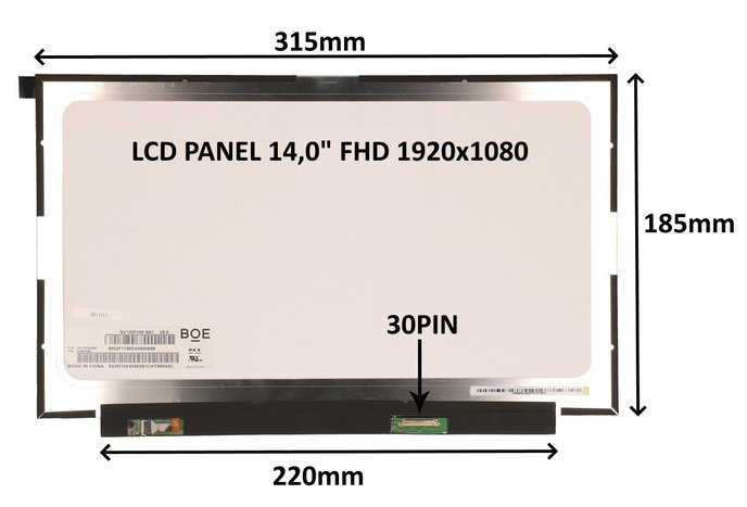 SIL LCD PANEL 14,0" FHD 1920x1080 30PIN MATNÝ IPS / BEZ ÚCHYTŮ
