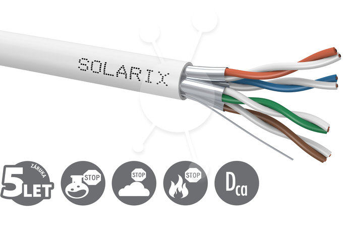 Inštalačný kábel Solarix STP, Cat6A, drôt, LSOH, cievka 500 m SXKD-6A-STP-LSOH