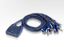 ATEN KVM prepínač 4-portový VGA KVMP USB2.0, mini, audio, 0,9 m káble