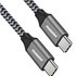PREMIUMCORD Kábel USB-C M/M, 100W 20V/5A 480Mbps bavlnené opletenie, 1,5 m